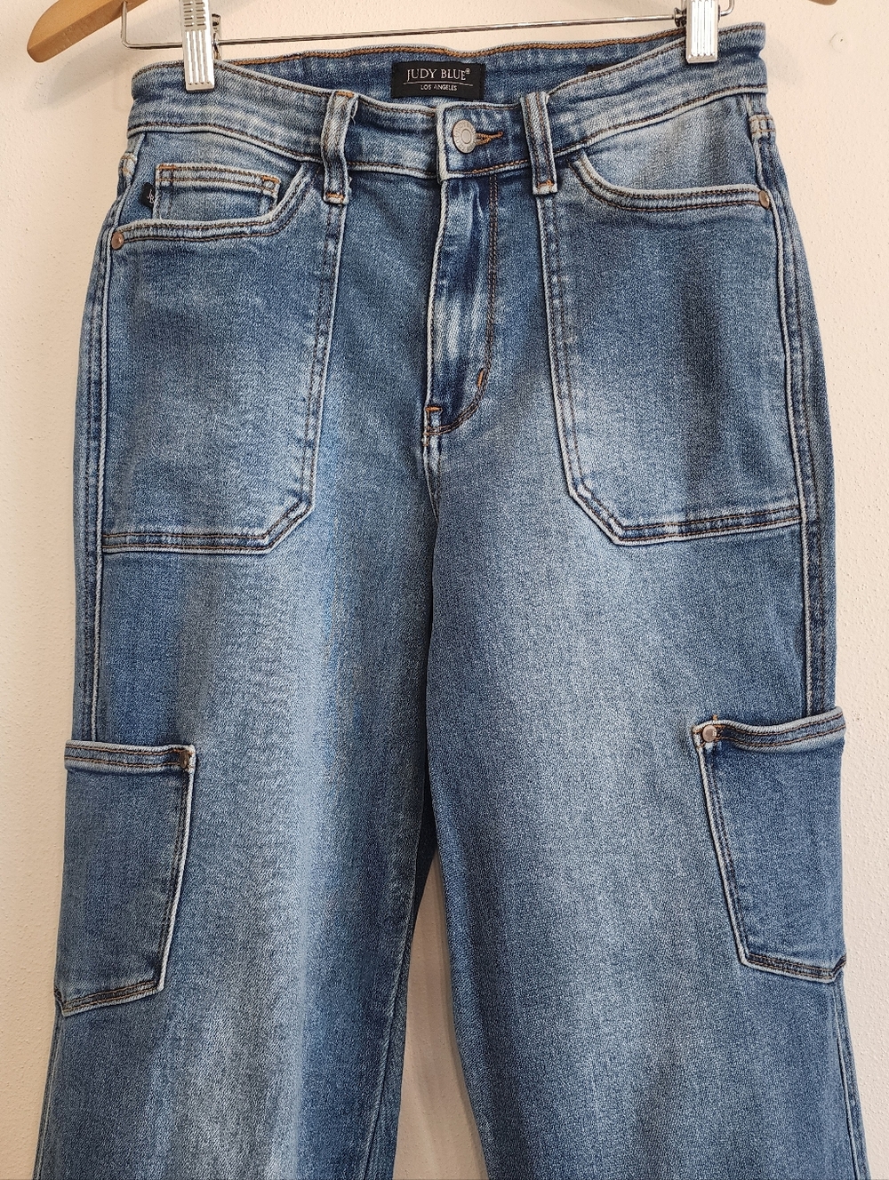 Judy Blue 90's Straight Fit High Rise Cargo Jeans - Size 7/28 - Picture 3 of 13